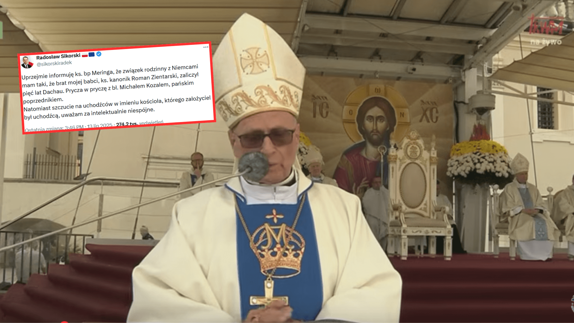 Nie do wiary, co biskup wygadywał o rządzie Tuska. Riposta Sikorskiego zmiotła go z planszy. „Związek z Niemcami mam taki…”